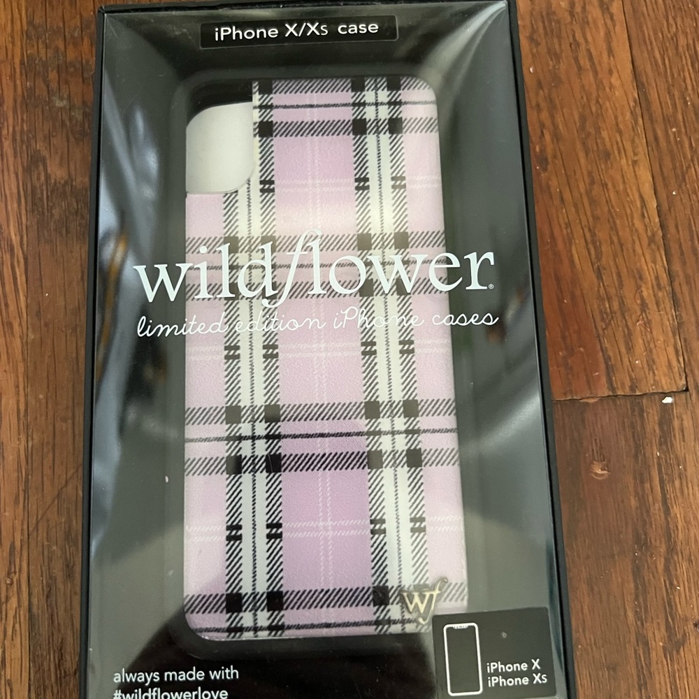 purple plaid wildflower iphone case X/XS